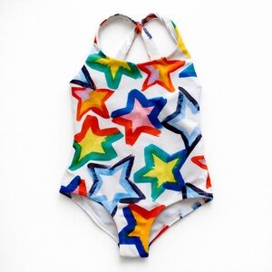 MILLY Minis Star Print One Piece Swimsuit 4/5 Rainbow Stars Designer